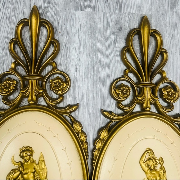 Vintage Dart Industries 7245 Ornate Golden Goddess Wall Plaques 22” Set of 2 USA - Picture 3 of 6